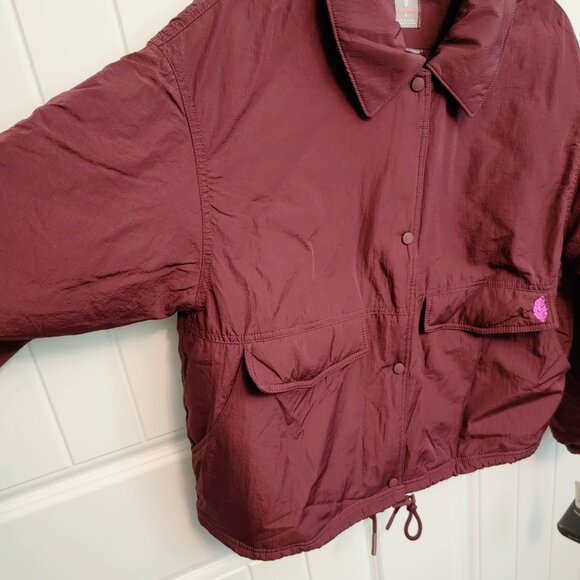 Free People FP Movement Sz Medium Off The Bleachers Coaches Jacket Wine NWT $148 - Picture 8 of 16